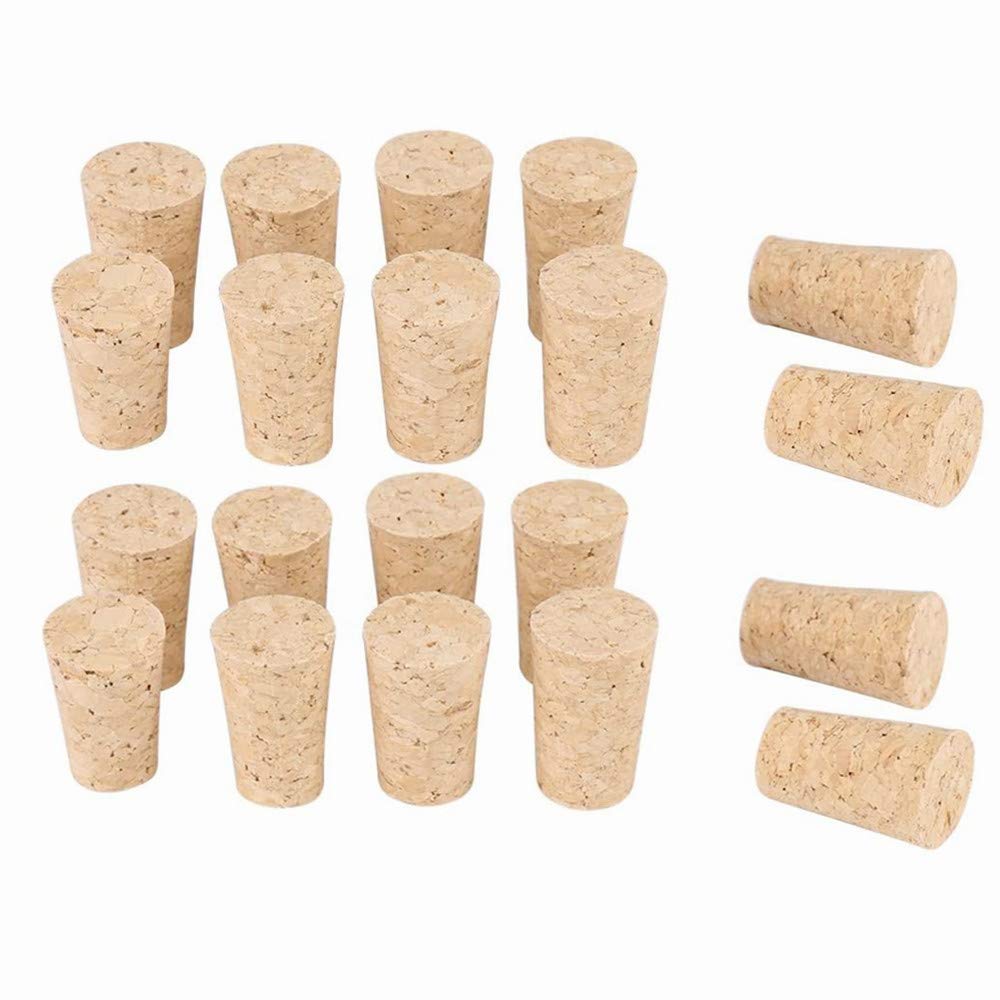 20Pcs Natural Tapered Corks Wooden Wine/Beer Bottle Stopper Premium Corks for Wine Making Bottle Jar Craft(2 Size)