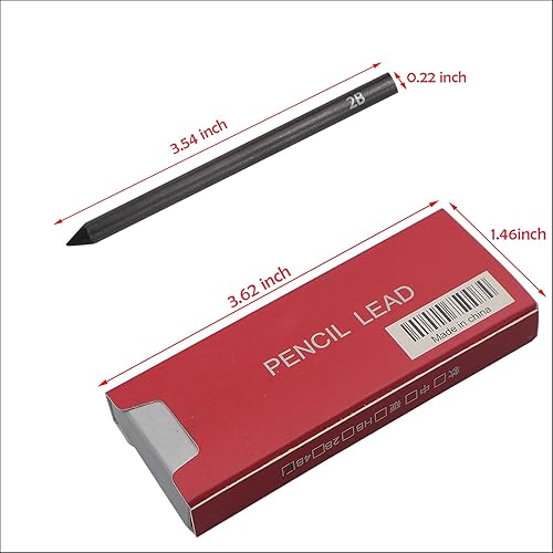 Miniatura 2 de Lápices de grafito de 0.220in de plomo, 30 piezas hb 2b 4b 6b 8b de grafito de repuesto para dibujo de bocetos, dibujo de madera, trabajo con caja