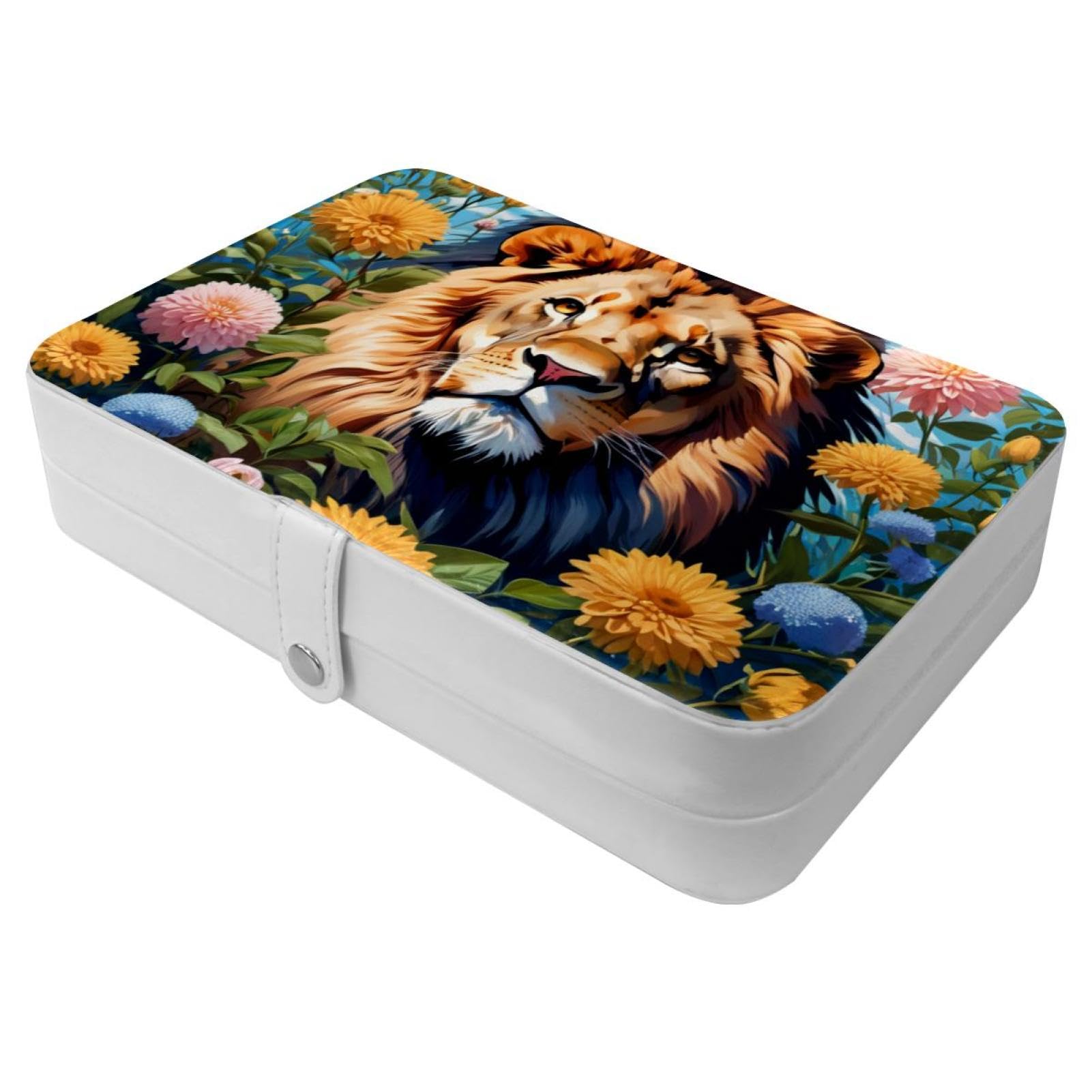 Cadeaux de demoiselle d'honneur : boîte à bijoux de voyage originale motif lion
