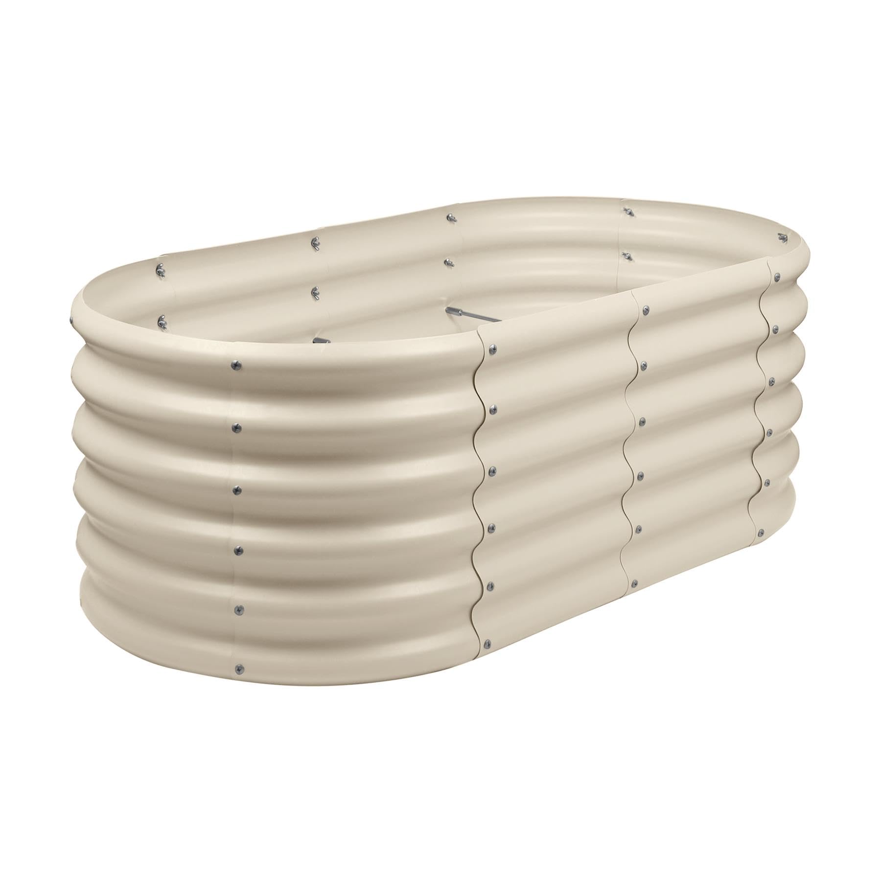 Harbour Housewares Raised Garden Bed - Ivory - 120 x 60 x 45cm - Rounded - Bottomless Metal Raised Bed Galvanised Steel Planter Box for Growing Outdoor Plants, Vegetables, Flowers and Herbs โ image 1