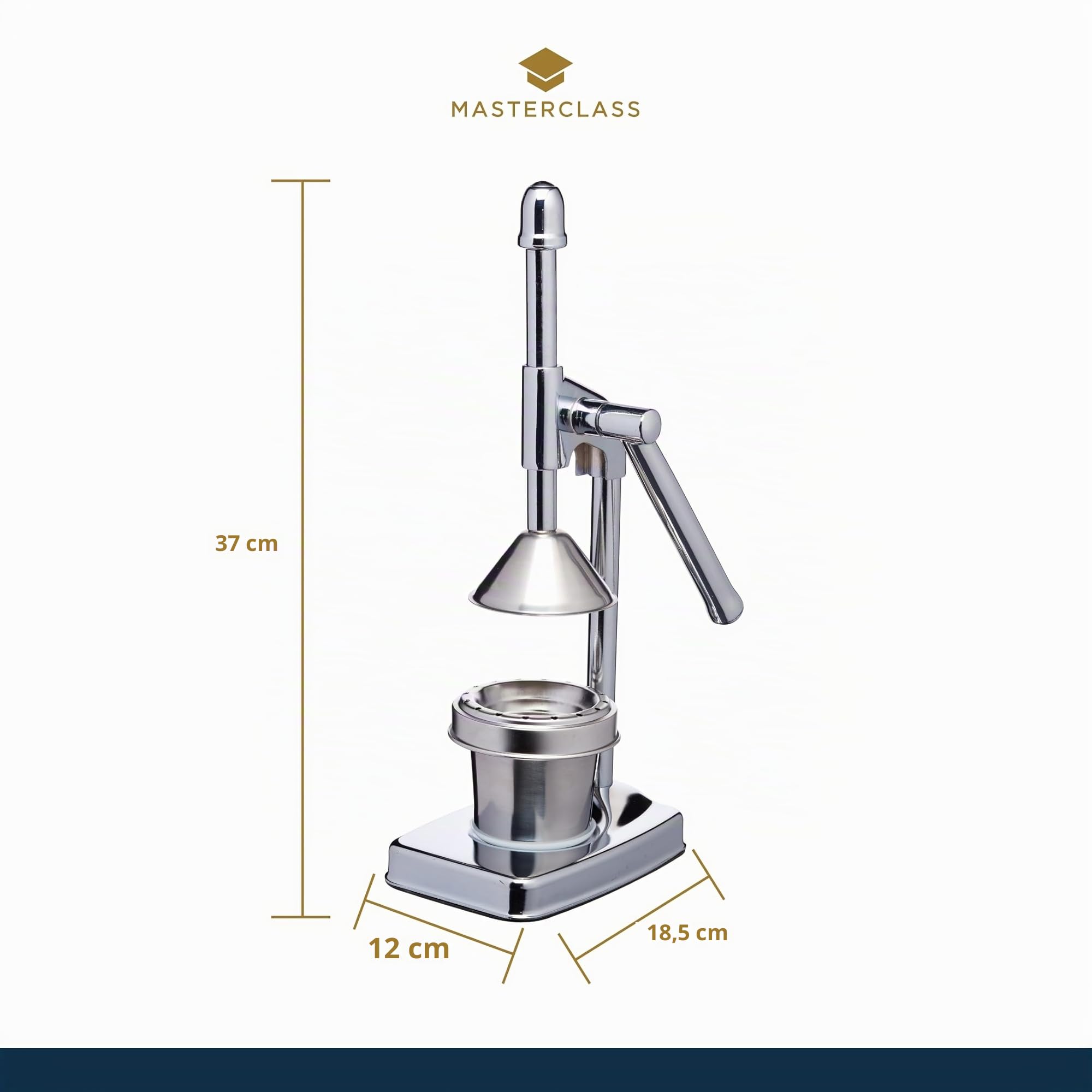 MasterClass Exprimidor manual de naranjas de palanca cromada, 39 cm (15,5")