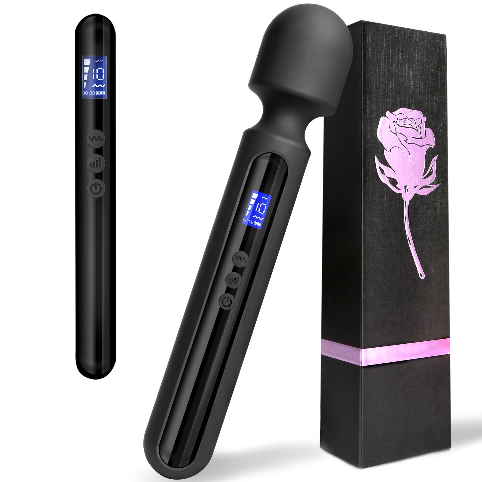 Vibrator Wand 12 inch Powerful Massager Wand Adult Toys with Display 10 Patterns 4 Speeds G Spot Vibrator