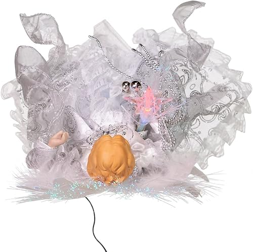 Miniatura 5 de Figurita Kurt Adler de fibra óptica con LED y diseño de ángel, para árbol de Navidad