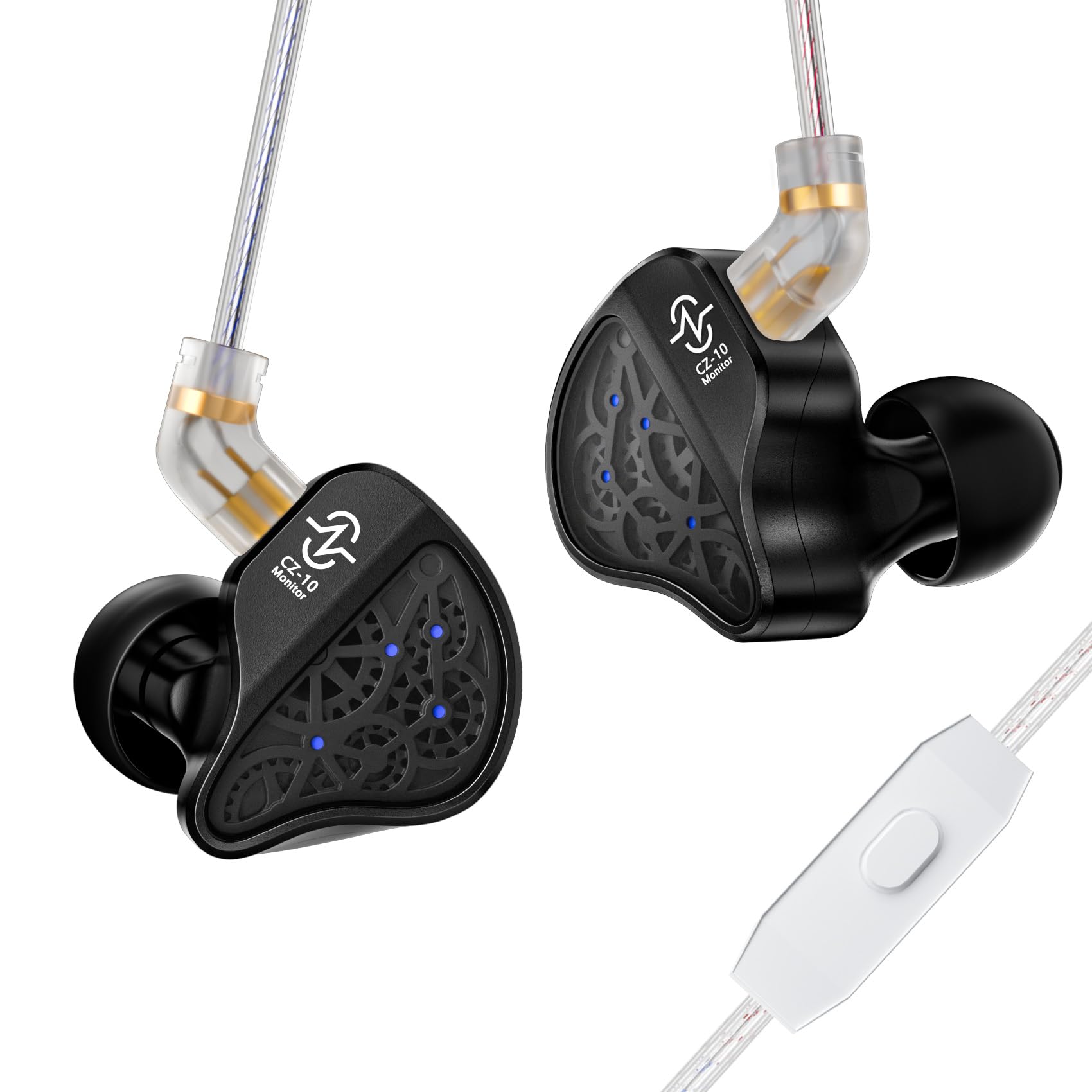 Yinyoo CCZ CZ10 IEMs Gaming con micrófono 4BA+1DD en el oído Monitor HiFi Auriculares con cable con doble imán PET de 10 mm Controlador dinámico Auriculares para juegos con cable desmontable de 2