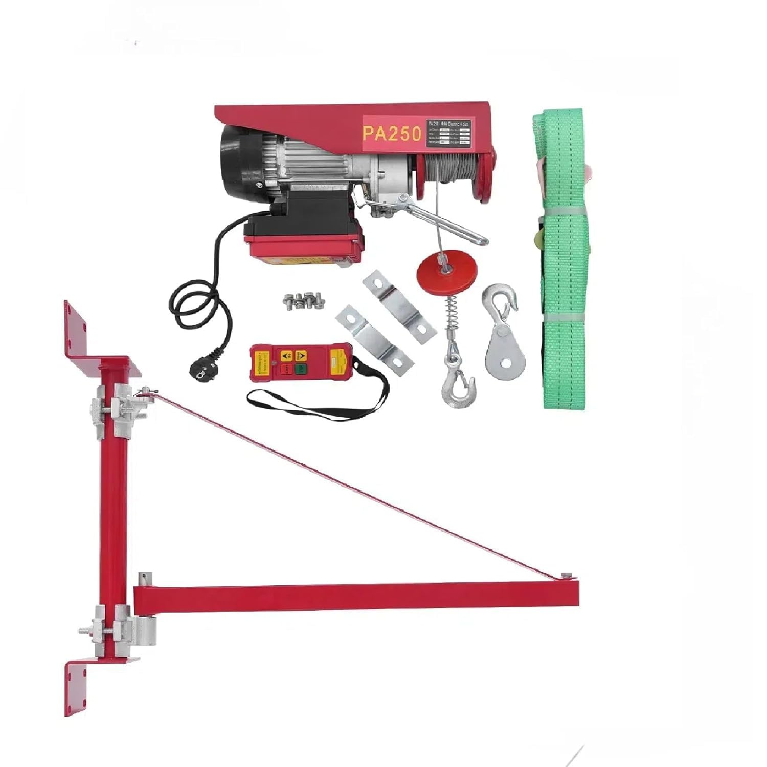 Treuil électrique avec support, 250 kg, vitesse de levage 10 m/min, hauteur de levage 12 m, 550 W, treuil moteur en cuivre, palan avec télécommande sans fil