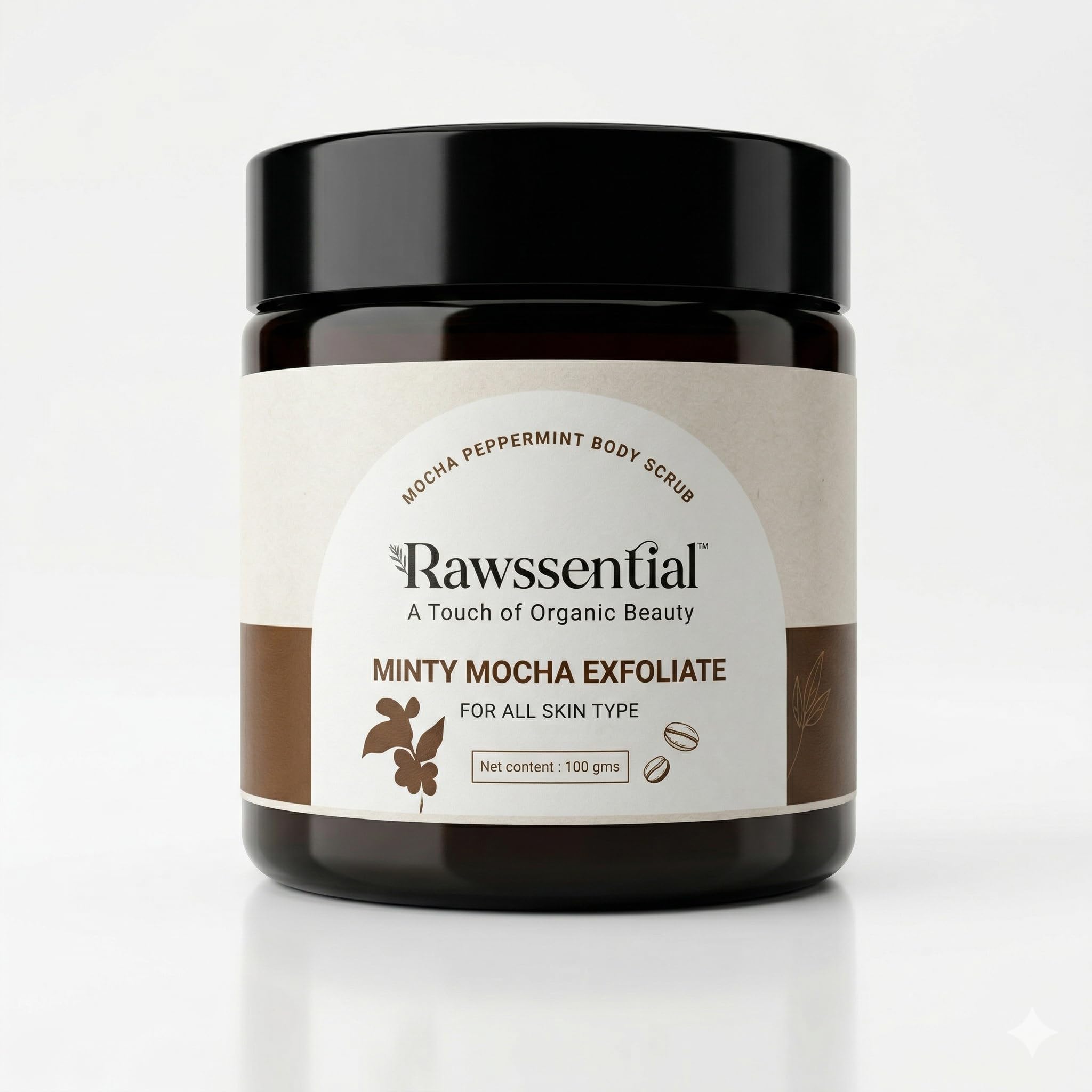 Rawssential Minty Mocha Exfoliate Body Scrub, Blackhead & Tan removal, Deep Exfoliation Scrub Cleanser Revitalizing & Detoxifies Skin, Restores Skin’s Moisture & Reduces Dark Spots - 100 ml-image-4
