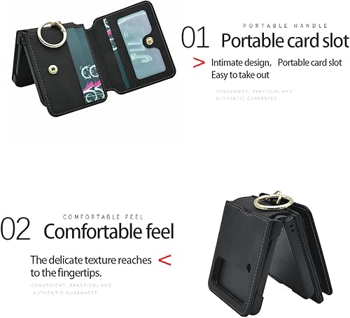 Miniatura 4 de Asuwish Funda para teléfono Samsung Galaxy Z Flip 4 5G 2022 con anillo para correa cruzada, cordón, soporte para tarjeta de crédito, accesorios para