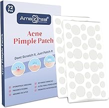 Amazheal Acne Pimple Patch for Face (72 dots) | Hydrocolloid Waterproof Patches for Active Acne | Absorbs Pimple Overnight and Reduces Excess Oil | For All Skin Types