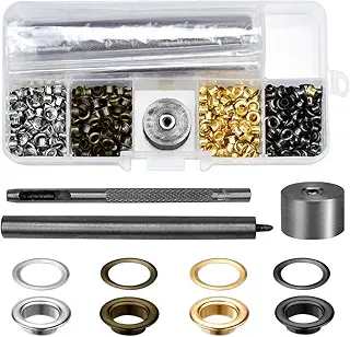 COOLBOTANG 両面ハトメ 3mm 400組セット (ゴールド/シルバー/ブロンズ/ガンメタ) 真鍮製 ハトメ打ち工具3点付き レザークラフト DIY 収納ケース付き 革小物・バッグ・帽子・ジーンズ・アクセサリー制作 防錆加工 ハンドメイド用品 布革細工 服装リメイク