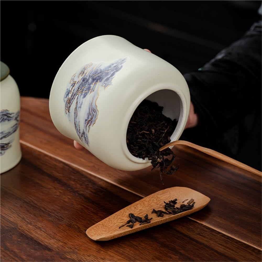 Set Da Tè Barattolo di ceramica for conservare il tè sfuso, barattolo sigillato, barattolo for conservare i condimenti da cucina, set da tè cinese retrò, set di scatole regalo con doppio barattolo Bar