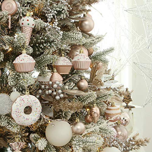 Sea Team 80-Pack Assorted Shatterproof Christmas Ball Ornaments Set Decorative Baubles Pendants With Reusable Hand-Held Gift Package For Xmas Tree (Rose Gold) #TOP6