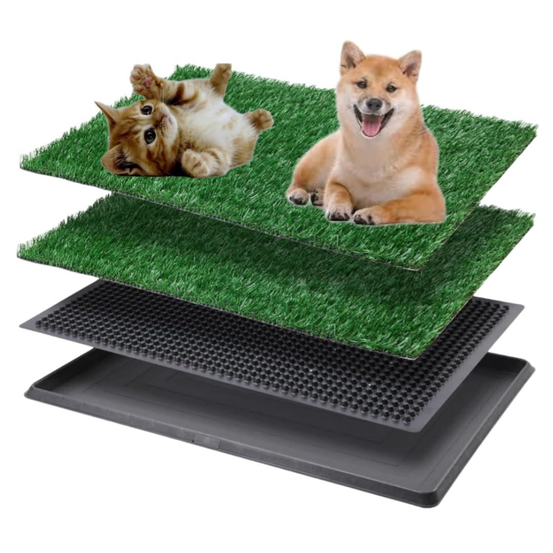 Nicffdi ペット用トイレ トレイ＆人工芝付き グリーン トイレマット 犬