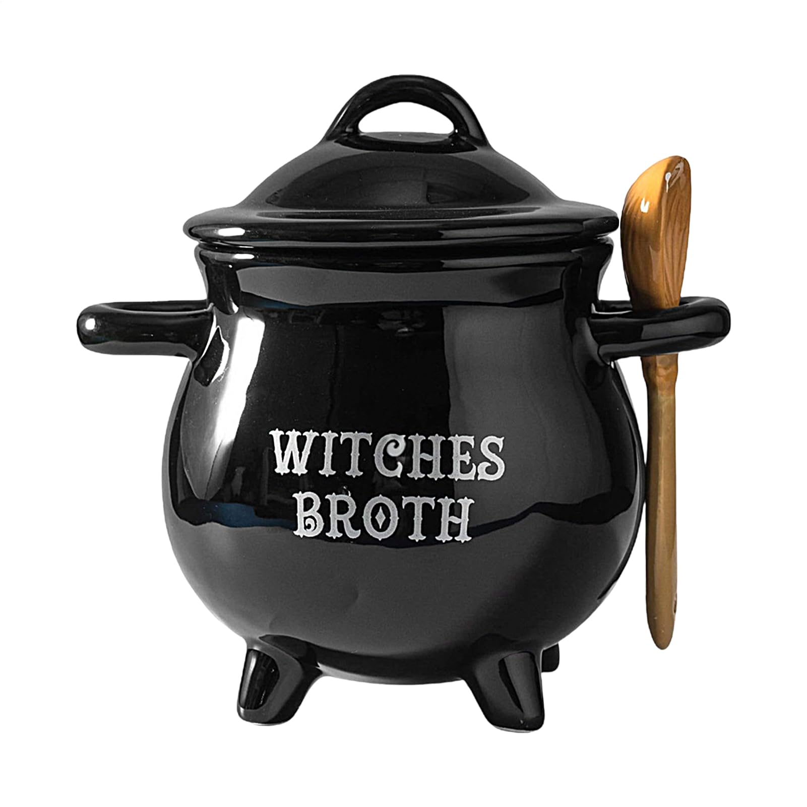 Olla decorativa de cerámica para estofado con acabado negro mate