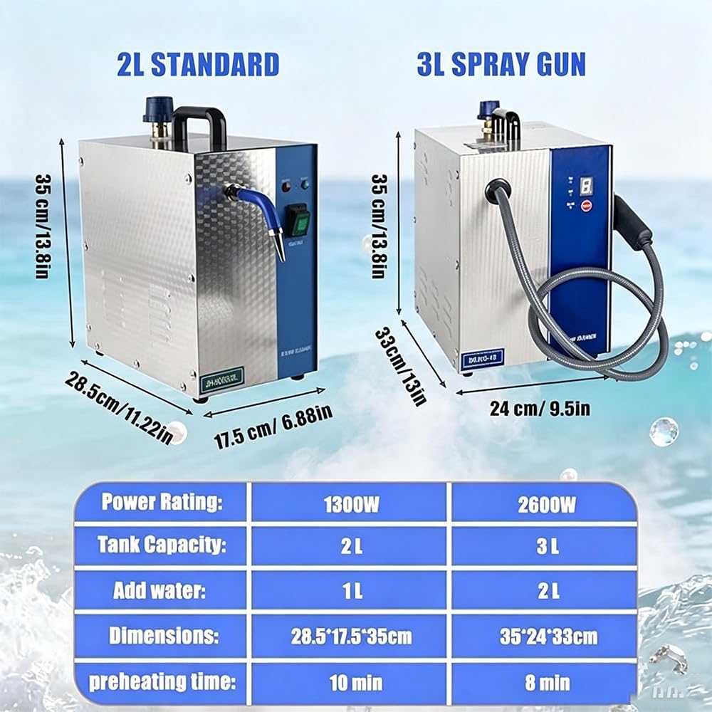 Profesjonalna myjka parowa do biżuterii – wysokociśnieniowe urządzenie ze stali nierdzewnej 3Lspraygun | 1300 W / 2600 W, temperatura pary 135°C; do złota, srebra, diamentów, pierścionków i zegarków – idealna salonów jubilerskich