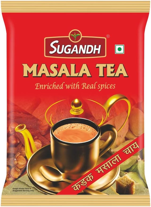 Sugandh Masala Tea | 200G | Pack of 1| Made with Real Spices - Ginger, Cardamom, Cloves, Black Pepper | 100% Natural Ingredients | A Perfect Premium Cup of Tea for Chai Lover