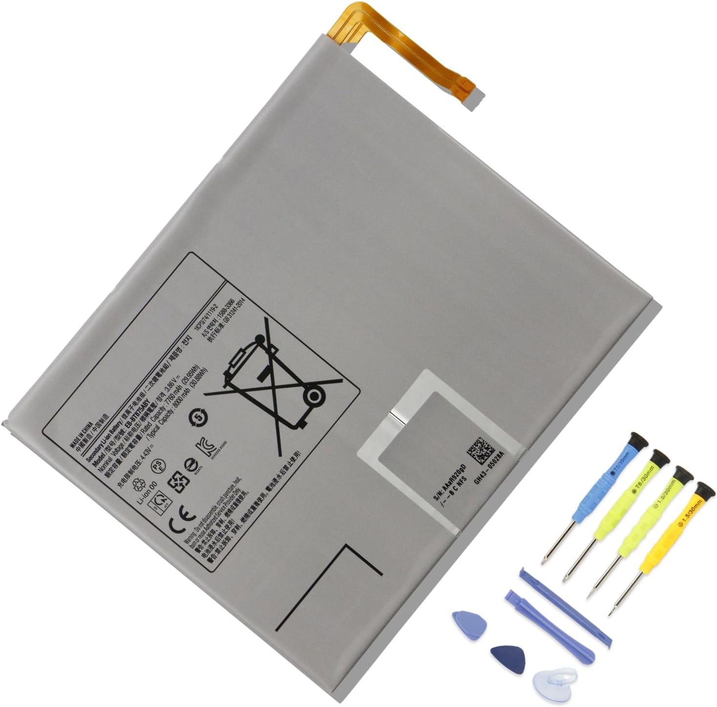 MULS 8000mAh EB-BT875ABY Tablet Battery for Samsung Galaxy Tab S7 11 Inch 11-Inch Series Wi-Fi LTE 5G SM-T870 SM-T875 SM-T878U SM-T870N SM-T875N SM-T870NZKA SM-T875NZ SM-T875NZKA with Tools