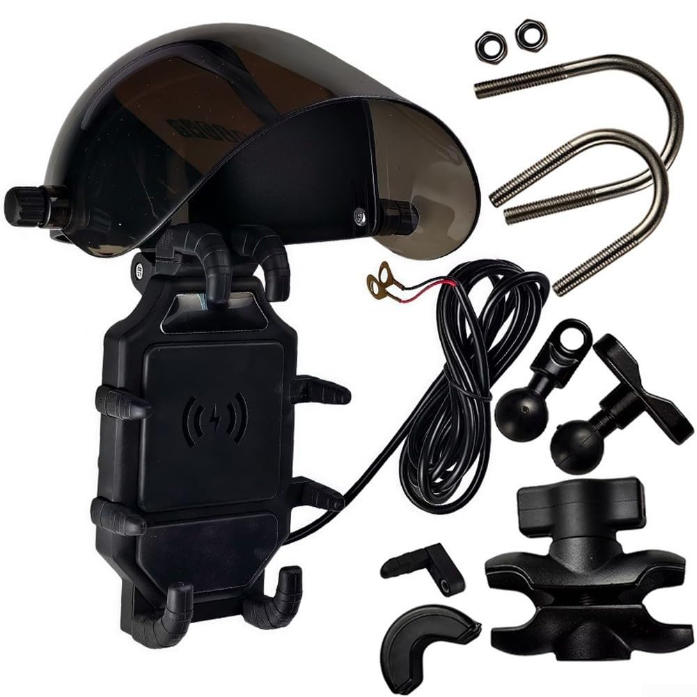Supporto per telefono da moto, con bracci interni in metallo, impermeabile, per terreni accidentati, vista a 360 gradi