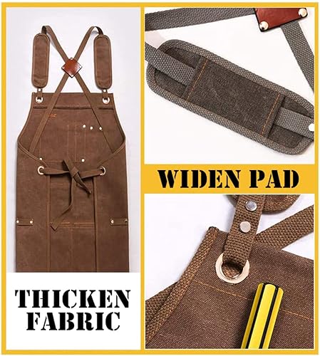 Miniatura 4 de TOPTIE Herramienta de trabajo de lona, delantal de carpintería para chef, barbacoa, herreros, jardineros, adoquín, artista peluquero