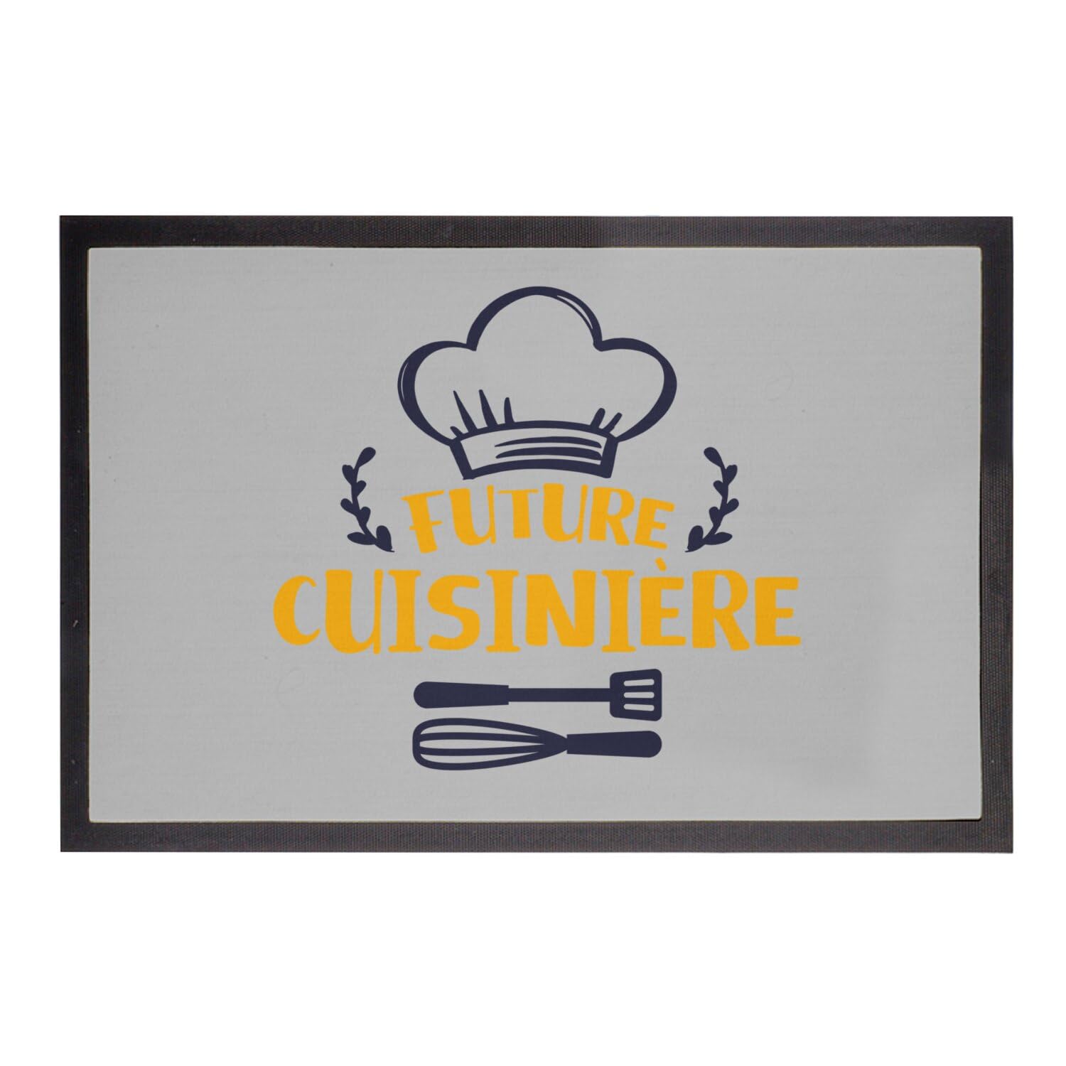 Paillasson gris 60x40cm tapis entrée future cuisinière gastronomie
