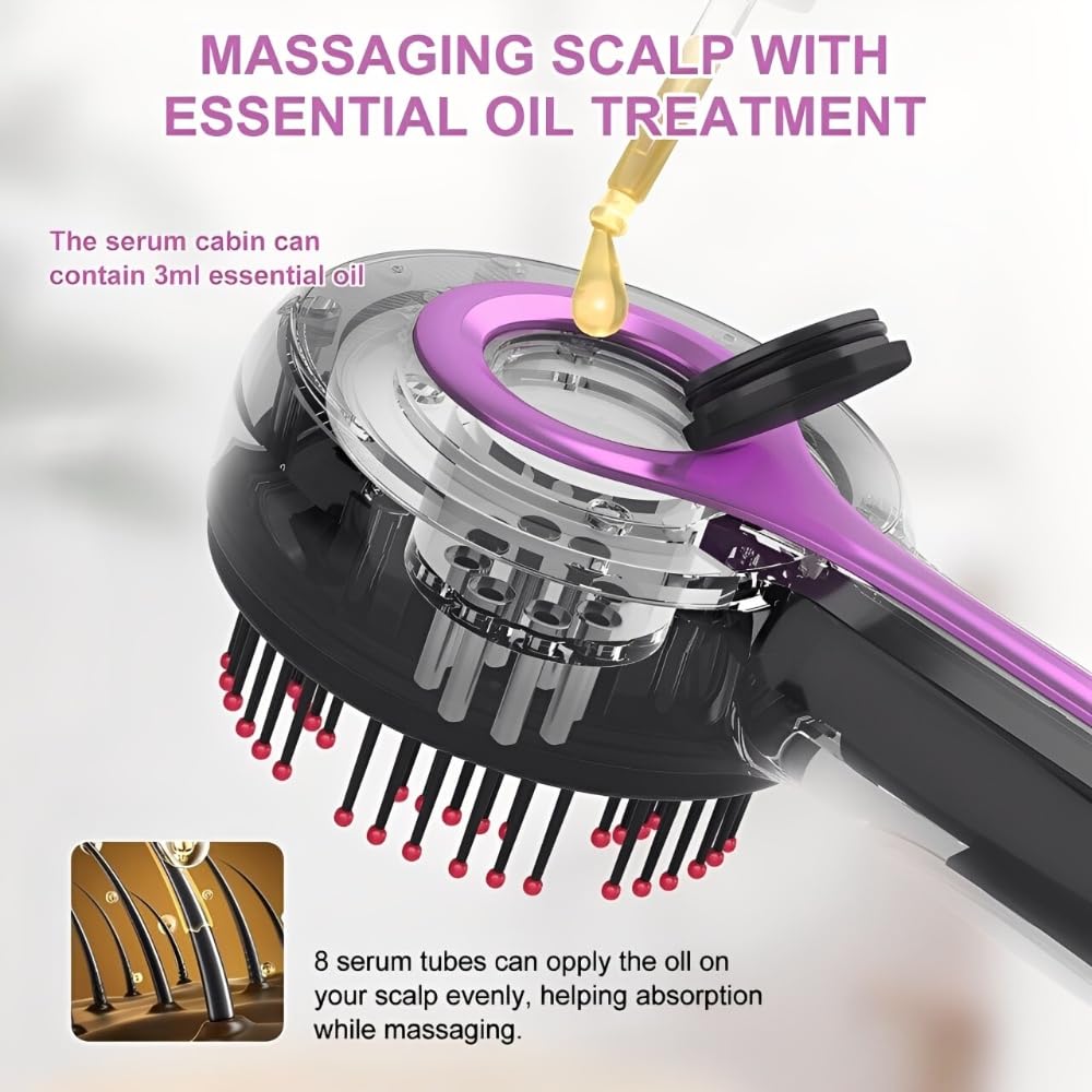 Electric Scalp Massager Comb, Multi-Function Massager Brush for Hairs Care, Scalp Brush with Hair Oil Applicator, IPX7 Waterproof, Heated Hair Massager for Home Relaxation and Travel Use