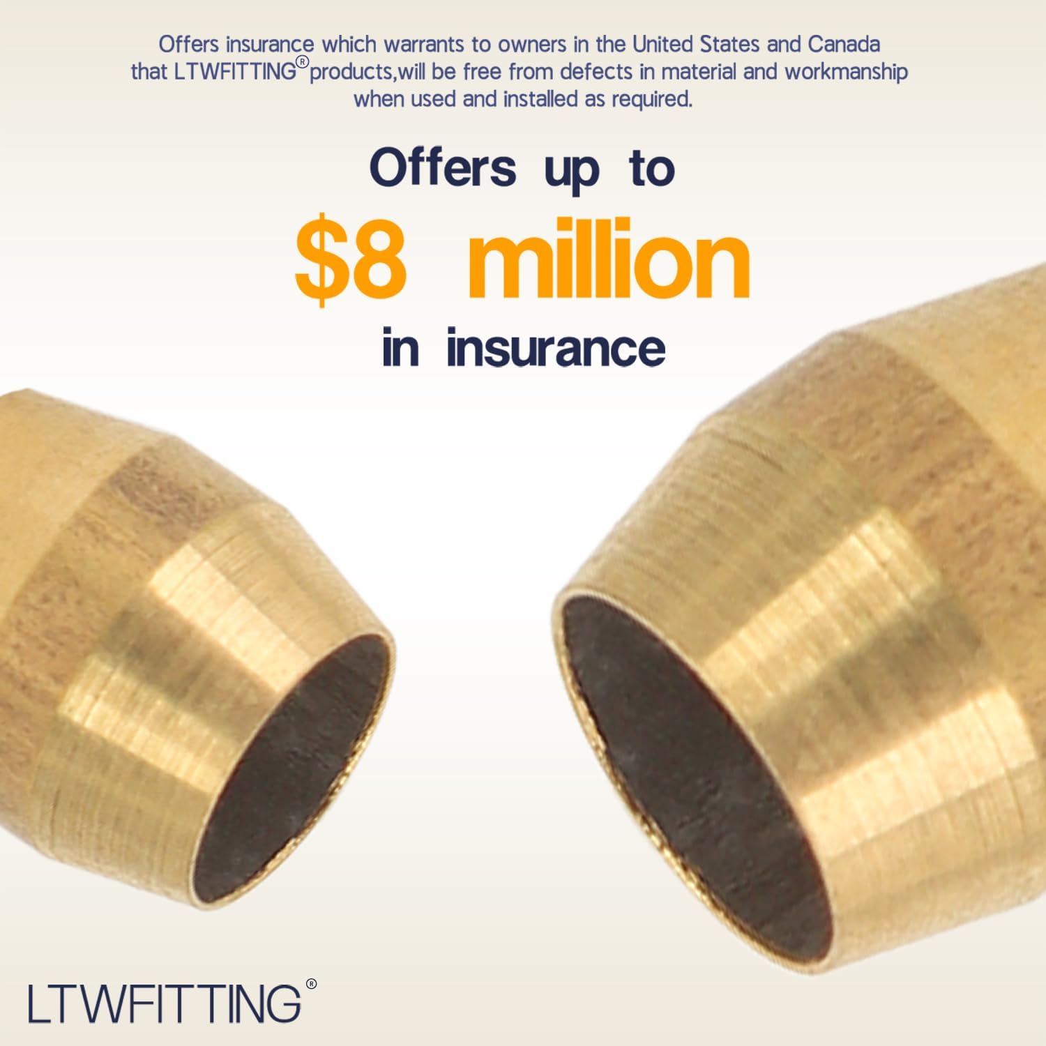 LTWFITTING 1/8-Inch Brass Compression Sleeves Ferrels,Brass Compression Fitting(Pack of 3000)