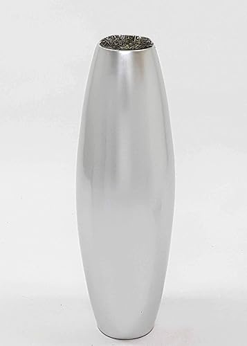 Jarrón cilíndrico de bambú natural de 36 pulgadas en plata ostra, impresionante y glamoroso jarrón decorativo para flores secas, ramas y decoración