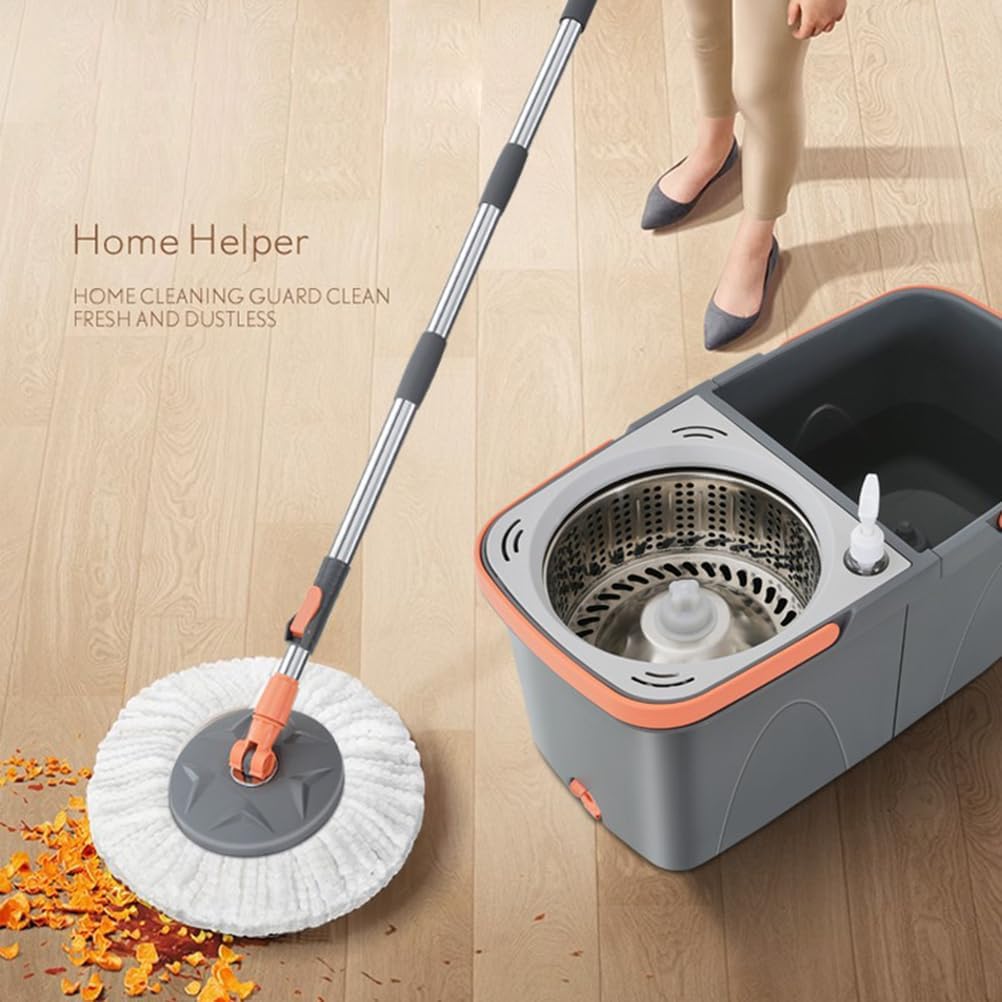 Deep Clean Spin Mop and Bucket - Super Absorbent Microfiber Mop Heads, Pedal Bucket with Splash Guard for Enhanced Cleaning Efficiency