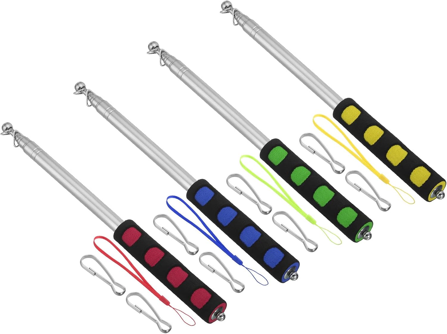 PATIKIL Asta Telescopica Portabandiera 2 Metri: Manico In Acciaio Inox Con Impugnatura In Spugna, Asta Indicatore Per Insegnanti E Guide (Blu) - 4