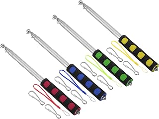 PATIKIL Mástiles Telescópicos Portátiles de 2M/6.5 Pies, Juego de 4 Palos Retráctiles con Mango de Esponja para Guías Turísticos, Banderas Rojas, Azules, Verdes y Amarillas