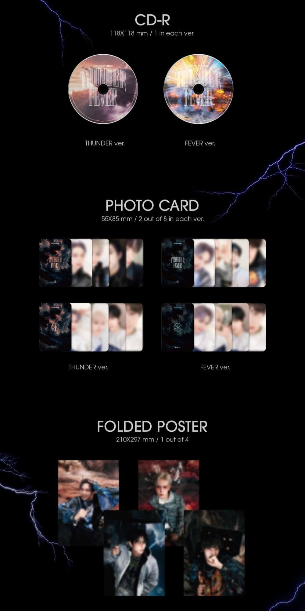 THUNDER FEVER CIX Album [THUNDER + FEVER 2 Standard ver. Full Album Set]+Pre Order Benefits+BolsVos K-POP Inspired Freebies (7th EP Album)