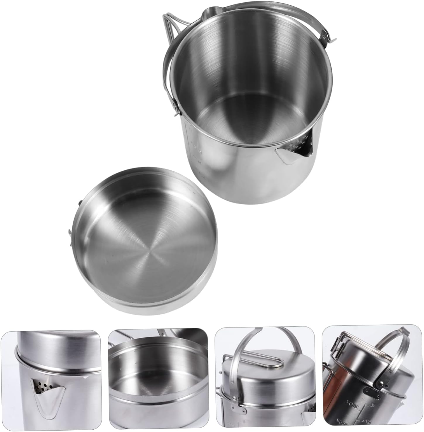 Lightweight Stainless Steel Camping Pot with Handle Outdoor Cookware for Fishing Picnics and Barbecues Portable and Safe for Cooking and Serving