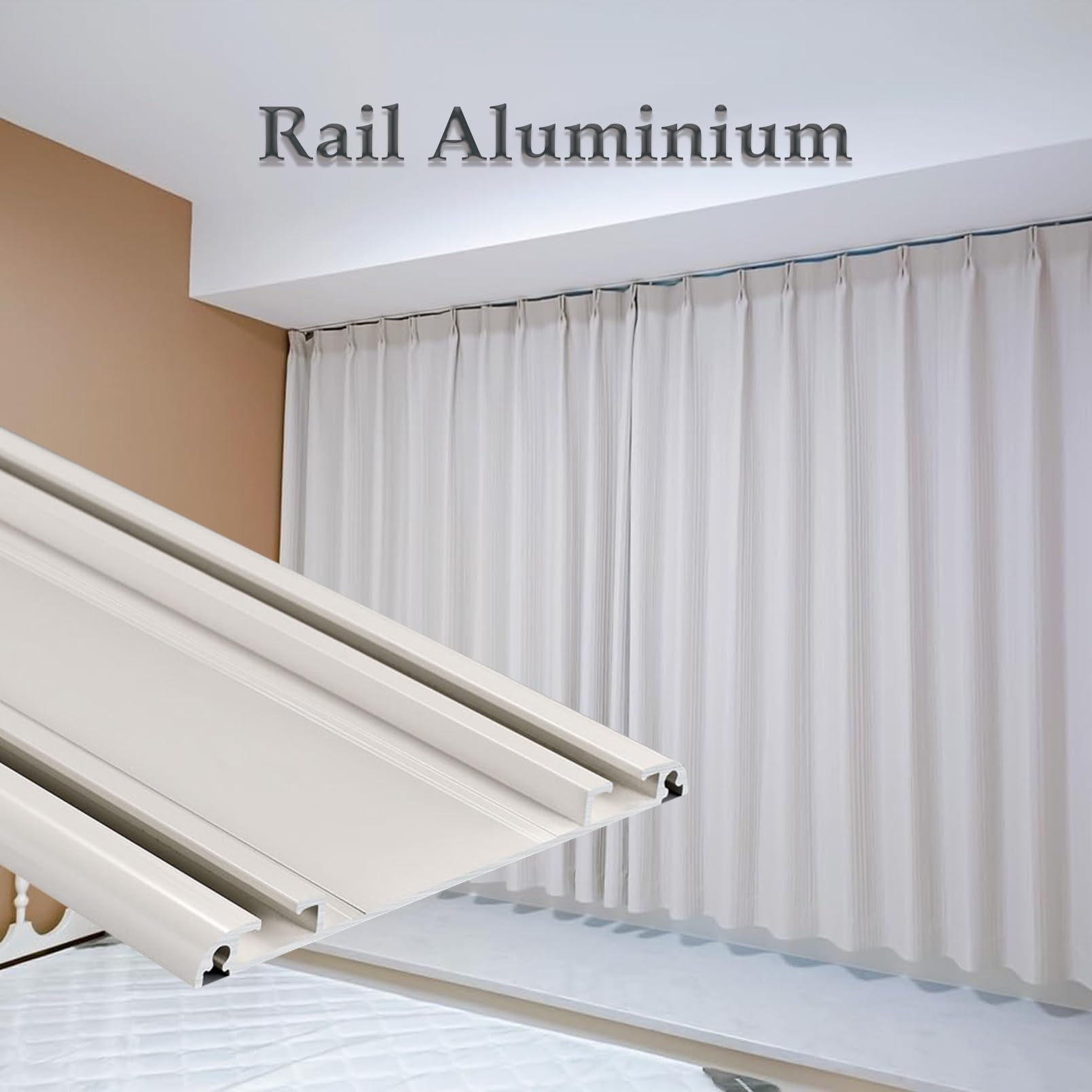 Rail De Rideau De Plafond Ultra Fins, 190cm Double Tringle A Rideaux en Aluminium Blanc, Rail Pour Rideaux, Séparateur De Pièce