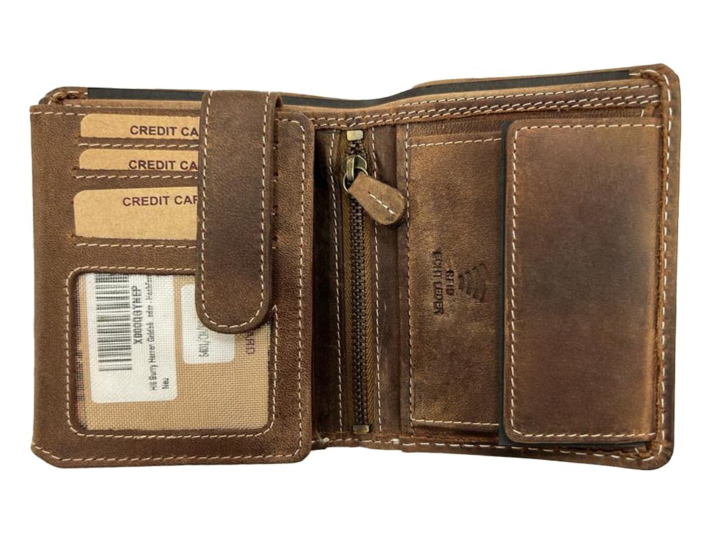 Hill Burry Portemonnaie Leder Herren I Geldbörse I Brieftasche | Geldbeutel Wallet Portmonee mit RFID Schutz aus hochwertigem naturgegerbtem Leder (Tan)