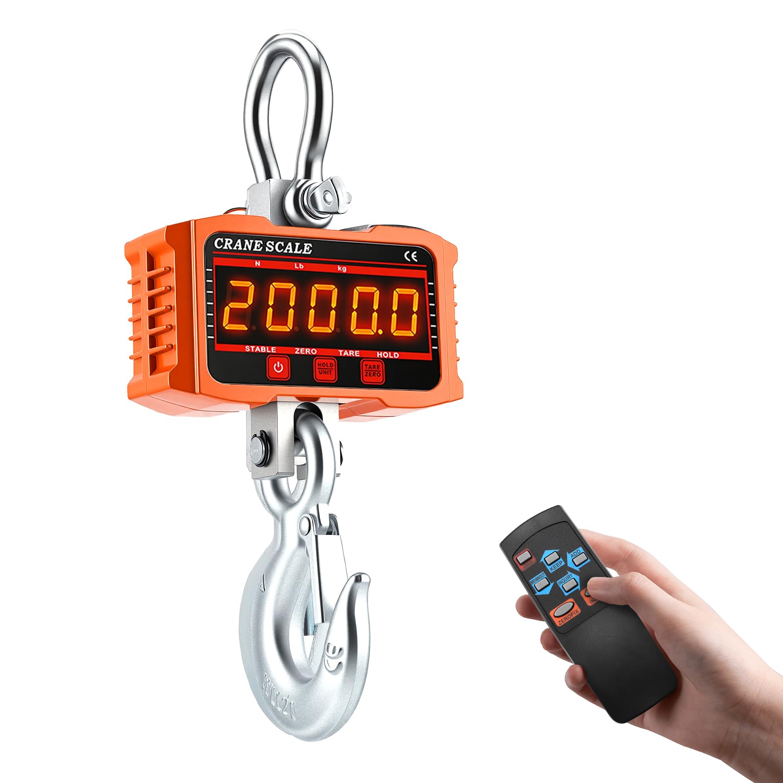 Balance à Grue 2000 kg /4400 lb, Électronique Balance Suspendue, 2T balance électronique numérique suspendue, balance industrielle robuste avec capteur précis, grand écran LCD pour ferme, construction