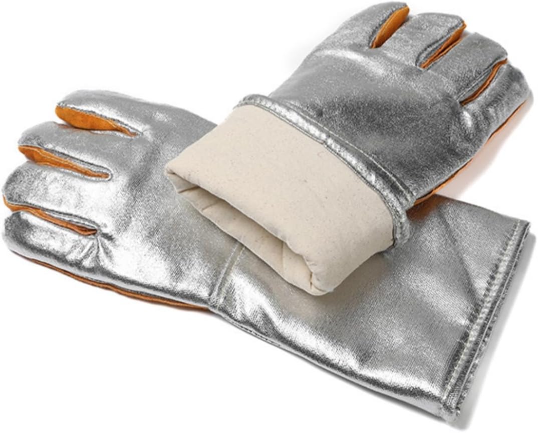 Aluminized Leather Heat Resistant Gloves – Heavy Duty Pottery Kiln Gloves for Ceramic Firing, High Temperature Handling, and Studio Safety