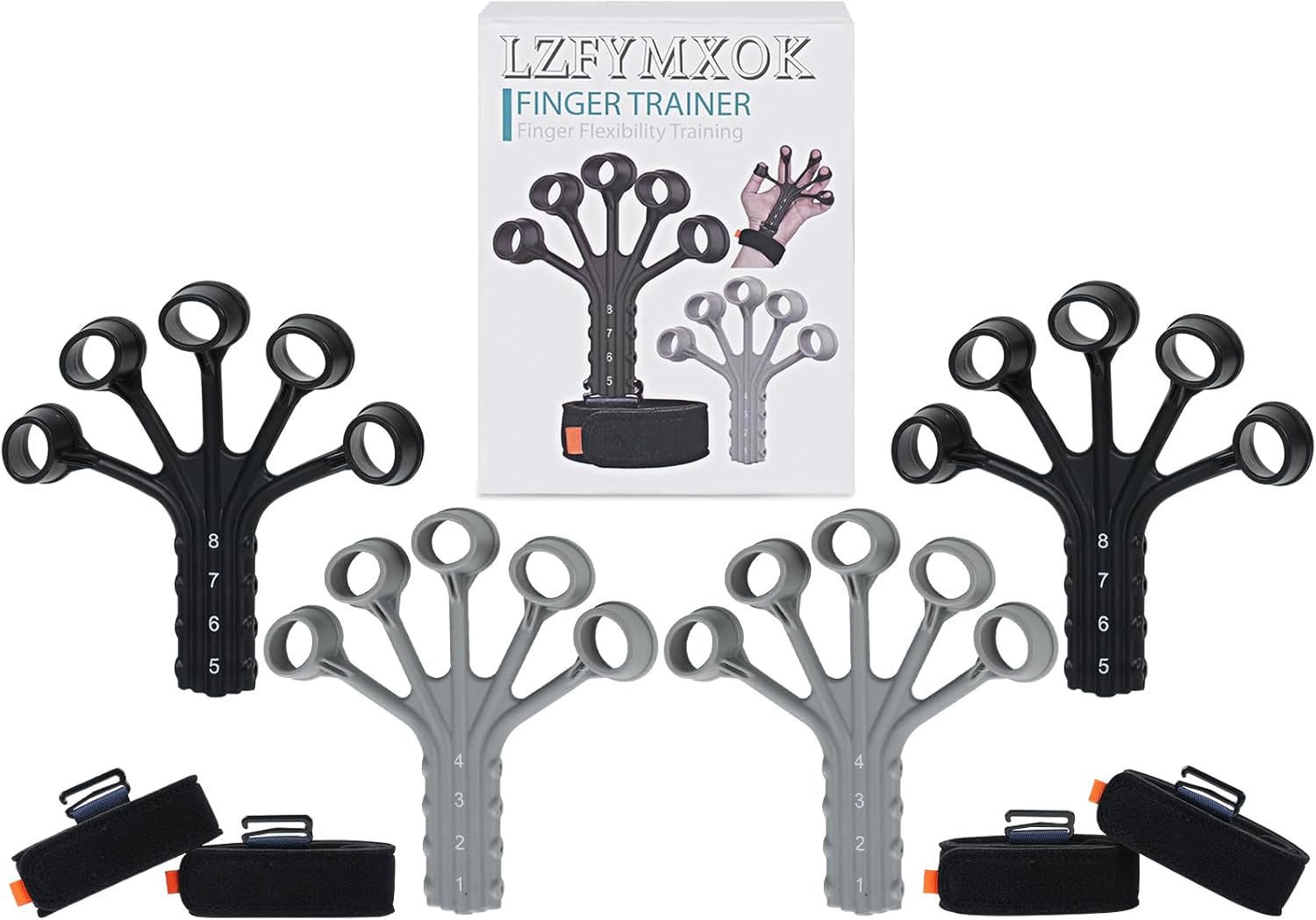 Grip Strength Trainer,Gripster, 4 Pcs Hand Gripper Strengthener, 8-Gear Strength Adjustment, Used to