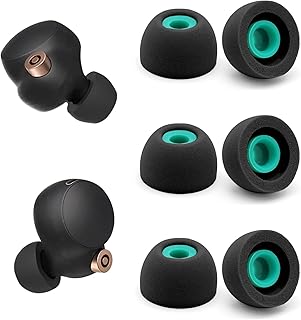 Memory Foam Eartips Ear Buds for Sony WF-1000XM4, UPGRADED Ear Tips Replacement Sony Ear Piece Foam Tips for WF-1000XM3 WF-SP900 WI-1000X WF WI XBA Series Fit Charging Case M Black (3 Pairs)