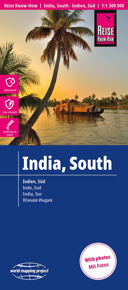 India Map 1:1,200,000 scale - Waterproof and with photos (World Mapping Project)