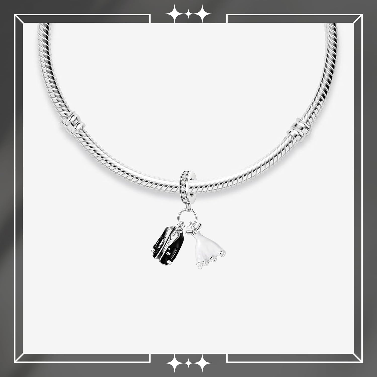 Wedding Charm, Bride & Groom Charm, Sterling Silver, Gift For Wife, Women, Friends, Family, Compatible To Pandora