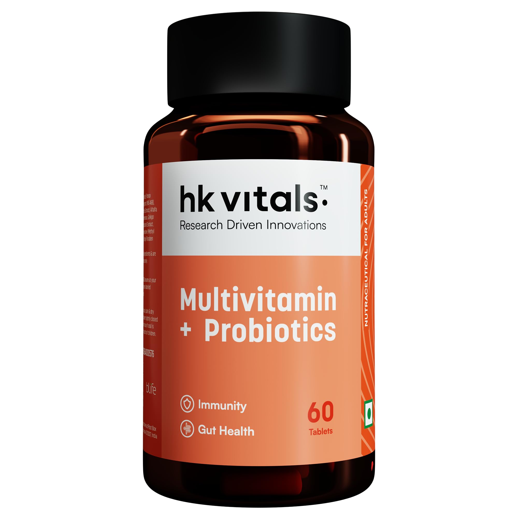 hk vitals Multivitamin Plus Probiotics (60 Tablets) | For Men and Women | Vitamin C, Vitamin B, Vitamin D, & Zinc, Supports Immunity and Gut Health