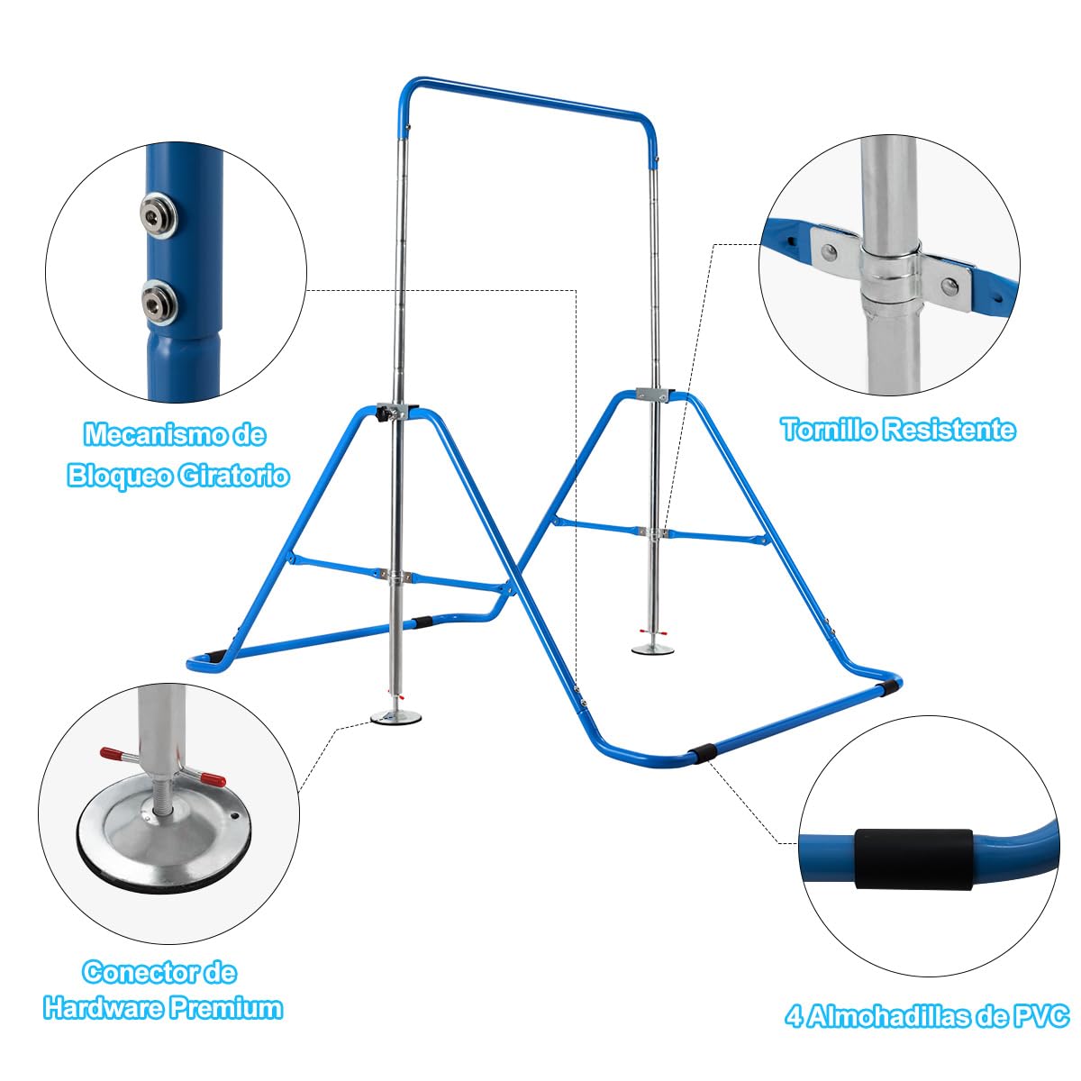 COSTWAY Barra Gimnasia Artistica, Estructura Triangular, Barra Horizontal Junior Ajustable en Altura, Equipo Gimnasia Ritmica para Entrenamiento Niños Niñas