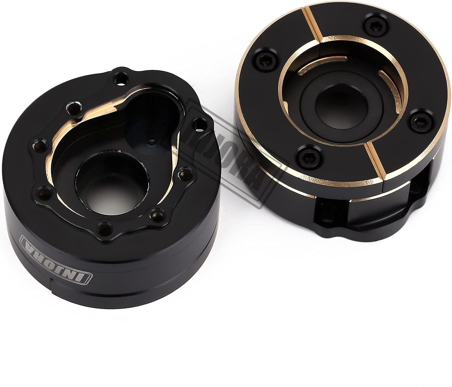 INJORA RC Heavy Brass Counterweight 2pcs Black Portal Drive Housing Steering for 1/10 RC Crawler Car TRX4 TRX6 Upgrade Parts,129g/pcs