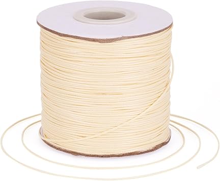185 Yards 0.5mm Waxed Polyester Cord Thread Waxed Beading Strings for Jewelry Bracelet Making Macrame Leather Sewing, Beige