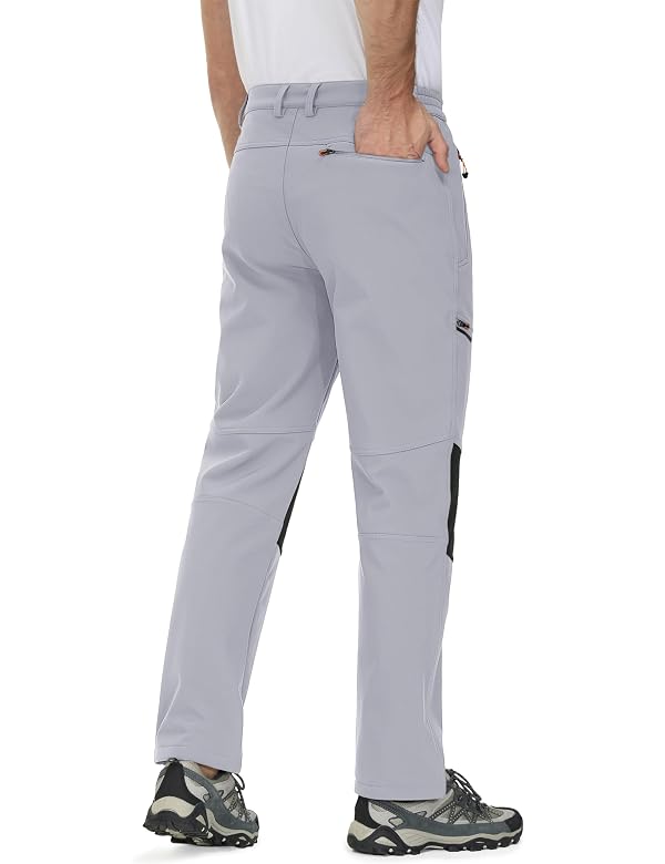 MAGCOMSEN Mens Ski Pants Snow Hiking Winter Fleece Lined Insulated Waterproof Pants Outdoor Cold Weather Light Grey 30 by MAGCOMSEN - Image 5