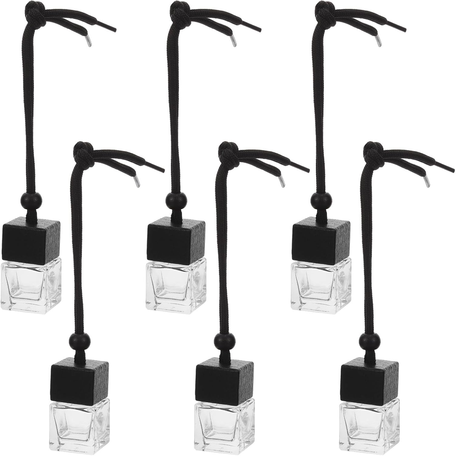 6pcs Refillable Car Air Freshener Perfume Bottles 8ml Glass Rearview Mirror Hanging Diffuser with Lightweight Aromatic Experience for Car and Office