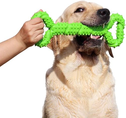 LECHONG Juguetes masticables duraderos para perros con forma de hueso de 13 pulgadas, juguetes extra grandes para perros con diseño convexo, juguete