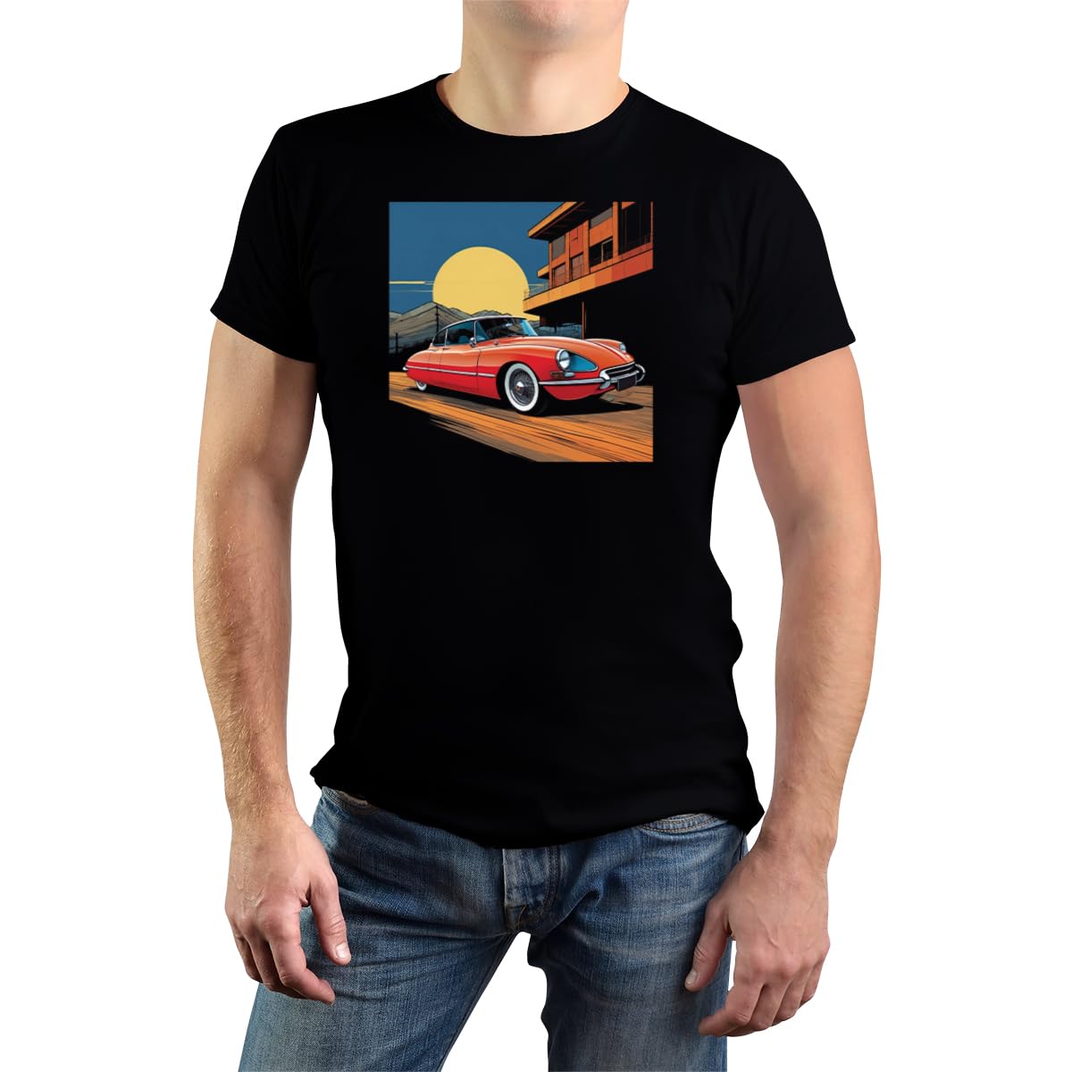 Magmatic - T Shirt Voiture Collection pour Homme Unisex Enfant, Collection Sunny Rides Tee Shirt Noir Premium 100% Coton, Cadeau collectionneur, passionné d'automobile, Fan de Voiture