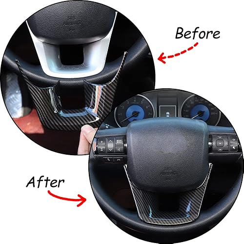 Miniatura 2 de Cubierta de moldura de volante de ABS para Toyota Fortuner 2016-2022, marco de protección de panel de volante de automóvil, marco de moldura de ABS