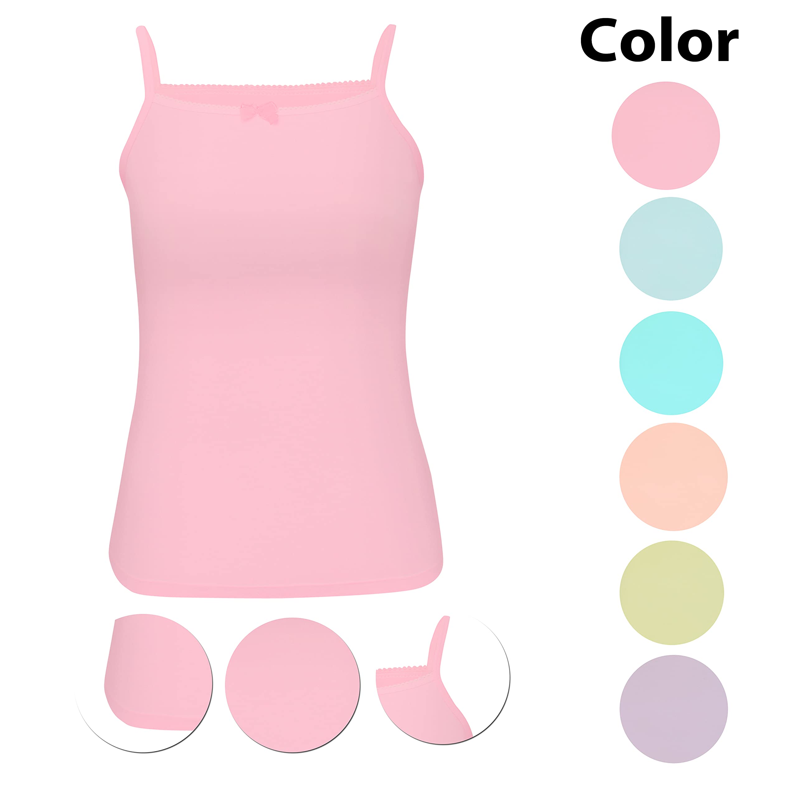LOREZA® 6 Filles Maillot de Corps en Coton Débardeur Enfants sous-vêtements 2-15 Anni