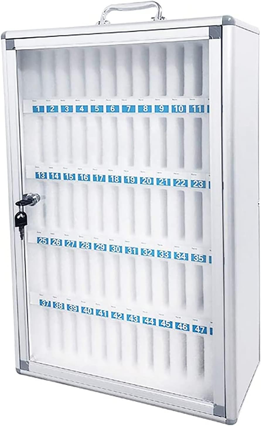 Locker,Aluminum Alloy Pocket Chart Cell Phones Storage Cabinet for Cell Phones,Wall-Mounted with a Locked,Can Be Carried by Hand,Clear Cell Box for Classroom/60 Slots (48 Slots)